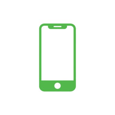 Beyaz arkaplanda ev düğmesi olan yeşil bir akıllı telefon simgesinin izole edilmiş vektörü. Temiz bir tasarım, basit, tanınması kolay..