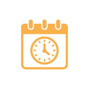 Illustrates an orange calendar icon indicating the time as 400. A classic calendar representation with three attachments along the top is visible.