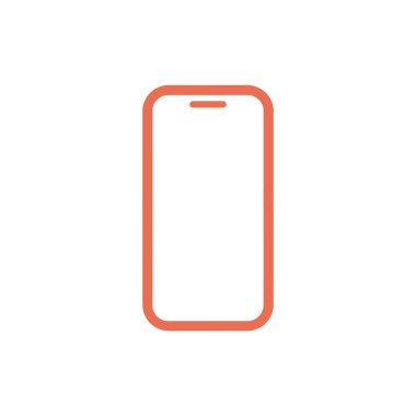Depicts a simplified, minimalist orange smartphone frame against a white background, perfect for displaying app interfaces or design concepts, modern, clean and visually appealing.
