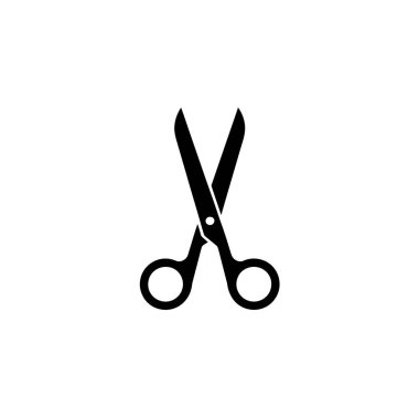 Image displays black, open scissors with round handles isolated against a plain white background. The scissors' blades are slightly ajar, showcasing their sharp cutting edges.