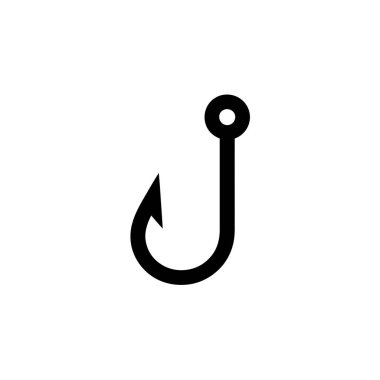 Image displays a simple, black fishing hook against a white background, emphasizing its curved shape, sharp point, and connection eyelet for angling and fishing.
