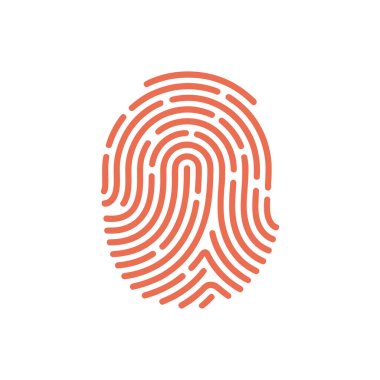 Isolated vector illustration features a salmon-colored fingerprint on a clean white background, ideal for illustrating security, identity, or personal identification concepts.