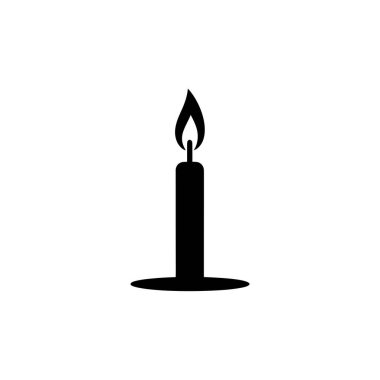 The image presents a solid black candle on a white background, featuring a distinct flame. Represents light, darkness, symbolism, and decorative art.