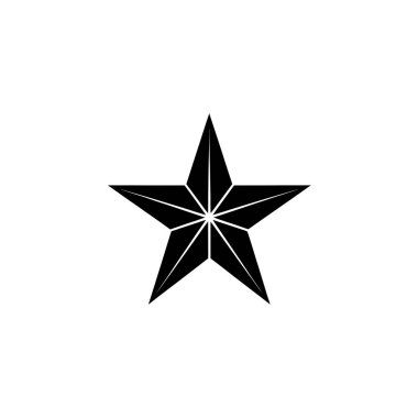 Graphic design showcases a symmetrical five-pointed star against a white background. Interior divisions create geometric shapes within each star point, emphasizing clean lines.