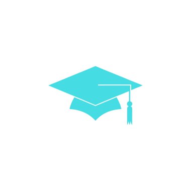 Isolated light teal graduation cap with tassel, representing academic success. Symbolizing university graduation, degree completion, educational achievement, and celebratory events.