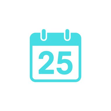 Illustrates a turquoise calendar icon with the number 25. The design features a clean, minimalist style against a white backdrop. Suitable for diverse creative applications.