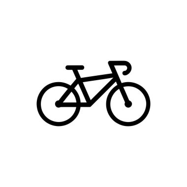 Şeffaf bir arkaplan karşısında siyah bir yol bisikleti ikonu. Basit tasarım bisikletin farklı biçimini gösterir.