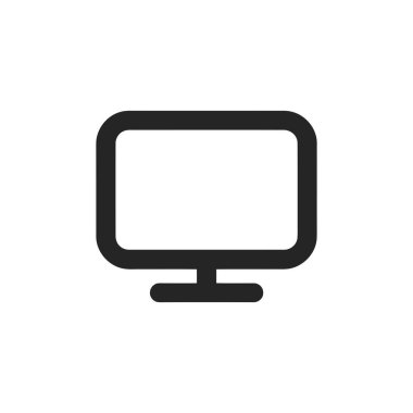 Yuvarlak kenarlı sembol ve şeffaf arkaplan üzerinde taban duruşu görüntüle. Temiz ve basit, minimalist televizyon simgesi.