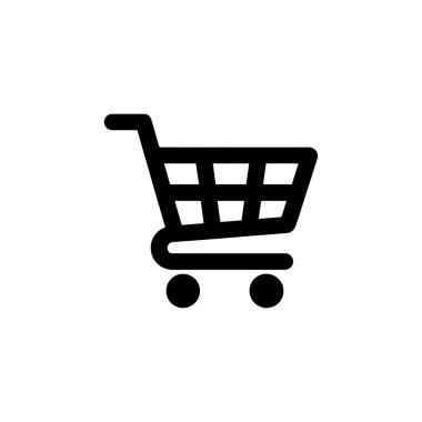 Şeffaf bir arkaplanda sunulan siyah renkli basit bir alışveriş arabası ikonu. Çeşitli e-ticaret, perakende ve çevrimiçi mağaza tasarımları için uygundur.