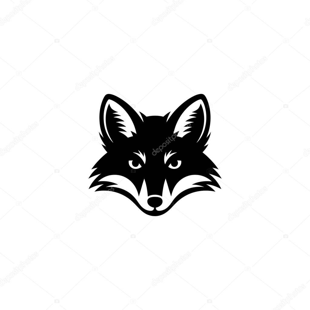 This sleek, monochrome depiction features a fox head rendered in solid black, offering a minimalist, stylish aesthetic with sharp details and strong contrast on a transparent background.