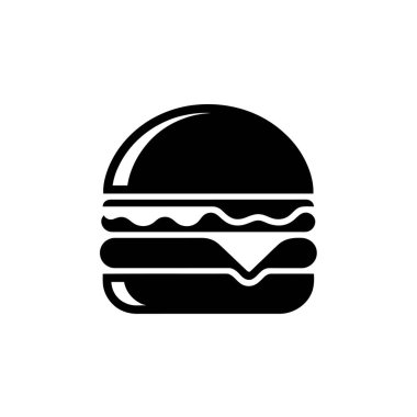 Erimiş peynirin köfteden ve çöreklerin arasından sızması da dahil olmak üzere siyah beyaz burger ikonunu gösteriyor. Web sitesi, uygulama veya grafik tasarımları için yüksek çözünürlüklü resimleme.