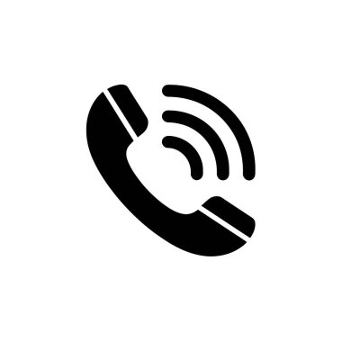 Basit bir siyah-beyaz illüstrasyon, kulaklıktan yayılan ses dalgaları ile bir telefon ahizesi içerir, arama veya iletişimi sembolize eder..