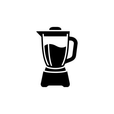 Basit, yüksek kontrastlı bir vektör grafiği içinde sıvı olan bir blender gösteriyor. Minimalist ve pratik uygulamalar için tasarım ve şekline odaklanır.