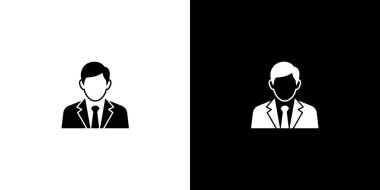 İllüstrasyonda iki işadamı simgesi yer alıyor. Biri beyaz arka plana karşı siyah, diğeri siyah arka plana karşı beyaz..
