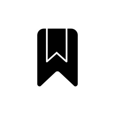 Bu resim, web sayfalarını işaretlemek veya kitap sayfalarını işaretlemek gibi hem dijital hem de fiziksel bağlamlarda kaydedilen veya en çok sevilen ögeleri göstermek için kullanılan minimalist bir siyah yer imi simgesini gösterir..