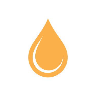 İzole edilmiş bir vektör görüntüsü, saf turuncu bir su damlasını hilal şeklinde beyaz bir gölgeyle betimler..