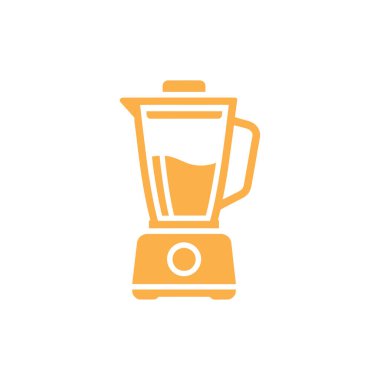 Minimalist altın vektör grafiği, mutfak aletleri, smoothie tarifleri veya yemek hazırlama için uygun, kısmen dolu temiz bir sürahi ile blender tasvir ediyor..
