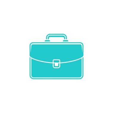 Temiz beyaz arkaplan üzerinde saplı, mandallı ve beyaz çizgili basit bir deniz mavisi çantasının izole bir çizimi, vektör tarzı tasarım..