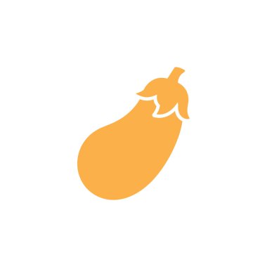 Canlı turuncu patlıcan şekli, vektör ikonu olarak sunuluyor. Yemek pişirme, üretim veya sağlıkla ilgili proje ve malzemeler için ideal.