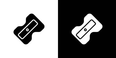 Bu resim bölünmüş bir tasarımı bir tarafta beyaz bir arkaplanda siyah bir kalemtraş, diğer tarafta ise siyah üzerine beyaz bir kalemtıraş gösterir..