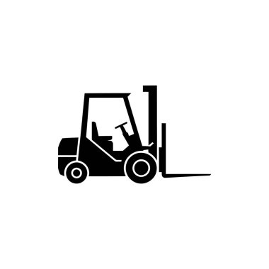 Bu katıksız siyah siluette bir forklift kamyonu var, endüstriyel işleri, malzeme işlemeyi, inşaat projelerini veya depolama konularını berraklaştırmak için ideal.