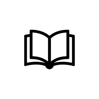 Görüntü, açık bir kitabın minimalist siyah ana hatlı bir simgesini içeriyor, temiz beyaz bir arkaplan üzerine kurulmuş. Merkezdeki konumu onun ününü arttırır..