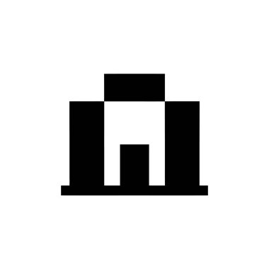 Minimalist stil illüstrasyonunda şeffaf bir arkaplan üzerinde yapı simgesi oluşturan basit bir geometrik şekil yer alır. Temiz, modern elementlere ihtiyaç duyan tasarım projeleri için mükemmel.