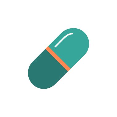 Turquoise and orange capsule floats on a white backdrop, featuring a minimalist and sleek pharmaceutical aesthetic; a modern symbol of medicine.