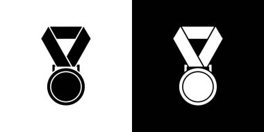 Bu resim basit bir madalya grafiğini gösteriyor, beyaz arkaplanda iki varyasyon siyah, siyah arkaplanda beyaz ve kurdeleli..
