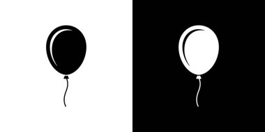 İkili bir illüstrasyon basit şekilli ters balon ikonunu içerir. Bir balon beyaz arka planda siyah, diğeri siyah arka planda beyaz..