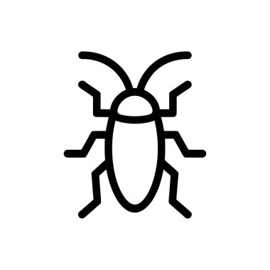 A basic icon showcases a small, standing cockroach; the simple outline accentuates its shape and adds to its stark appearance on a transparent backdrop.