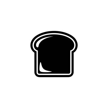 Bir dilim ekmeğin basit siyah beyaz vektör grafiği, muhtemelen tost, temiz beyaz bir arkaplanda izole edilmiş. Minimalist tasarım, besinlerle ilgili tasarım.