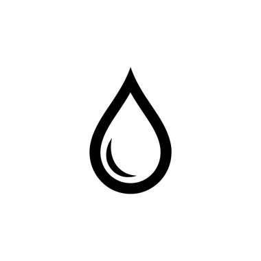 Çeşitli tasarım uygulamaları için ideal, şeffaf bir arkaplan üzerinde basit, cesur bir siyah su damlası simgesi.