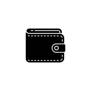 Minimalist siyah cüzdan simgesi, temiz çizgileri, yuvarlak kenarları ve dikiş detaylarıyla tanımlanır. Çok yönlü kullanım için şeffaf bir arkaplana karşı ayarla.