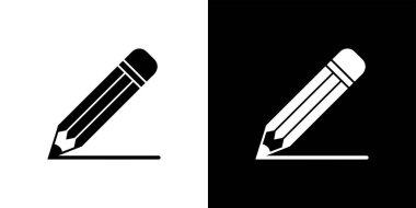 Bu vektör illüstrasyonunda beyaz ve siyah arkaplan üzerinde bir çizgi çizen bir kalem simgesi yer almaktadır. Karşıtlığı vurgulayan basit ve etkili bir resimdir..