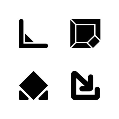 Saydam bir zemin üzerinde izole edilmiş, çeşitli uygulamalar için hazır, siyah dört eşsiz geometrik simge.