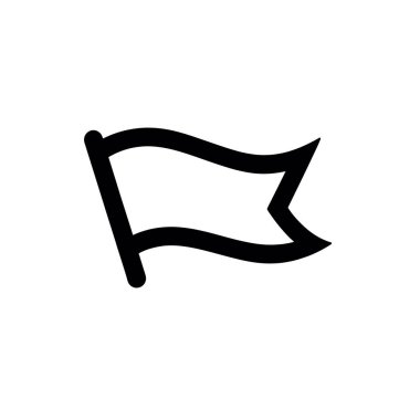 Bir bayrağın minimalist tasarımını içeren vektör illüstrasyonu, temiz, beyaz bir arkaplana karşı belirgin dalgalı şekilli boş bir pankart sergiliyor.