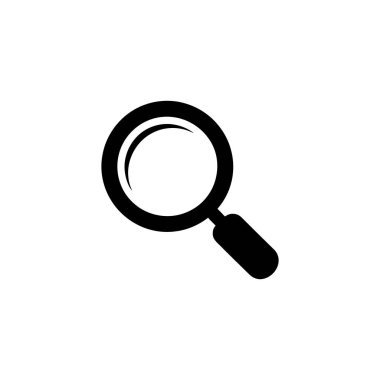 Minimalist black magnifying glass graphic on a white background. Great for illustrating concepts of search, investigation, detail, or zoom. Ideal for icons and graphic design.