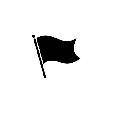 İzole edilmiş siyah bayrak bir direğin üzerinde dalgalanır, basit, minimalist bir tarzda, temiz, beyaz bir arkaplana karşı yapılır. Çeşitli kavramlar için sembolik.