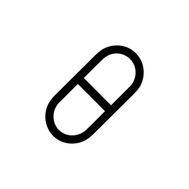 Siyah, basit bir ilaç ikonu, sağlık, ilaç ya da takviyeler için açık ve minimalist bir sembol sağlıyor. Beyazda izole edilmiş, çok yönlü kullanım için şeffaf bir arka planı var.