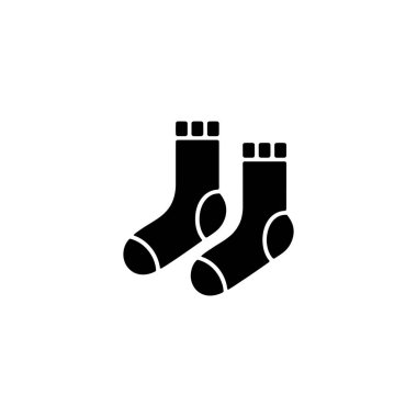 Ayrıştırılmış iki şık siyah çorap tasviri. Kaburgalı bir dokuya sahip. Moda tasarımı, giysi modellemeleri ve grafik tasarım projeleri için mükemmel..