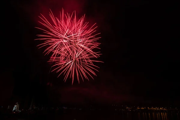 Fireworks on garda lake — Stock Photo, Image