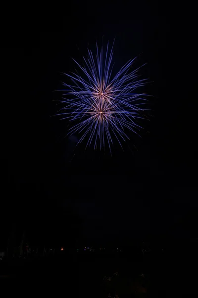 Fireworks on garda lake — Stock Photo, Image