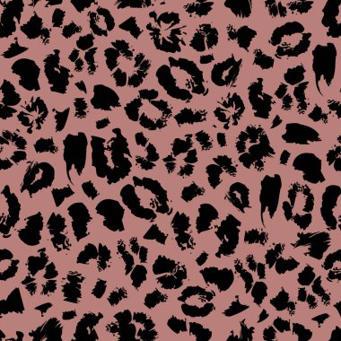 Kusursuz vektör leopar kürkü deseni. Kumaş, tekstil, tasarım, kaplama, ambalaj için hayvan baskısı. Pembe gradyan