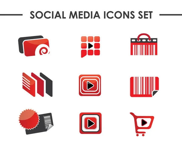 SOCIAL MEDIA ICONS SET. ADVERTISING, MEDIA, RETAIL, CARD