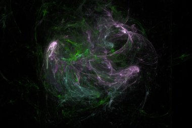 Fraktal arka plan, derin yeşil ve pembe dalgalar