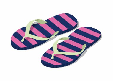 İzometrik görünümde çizgili sandaletler basit düz çizimler. 