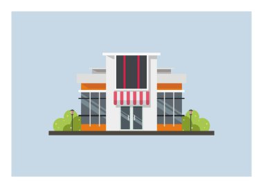 Ofis ya da dükkan için minimalist bir bina. Basit düz resimleme