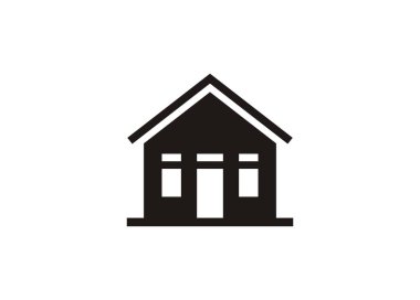 Havalandırmalı küçük bir ev. Siyah ve beyaz olarak basit simge.