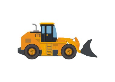 Tekerlekli buldozer. Basit düz resimleme